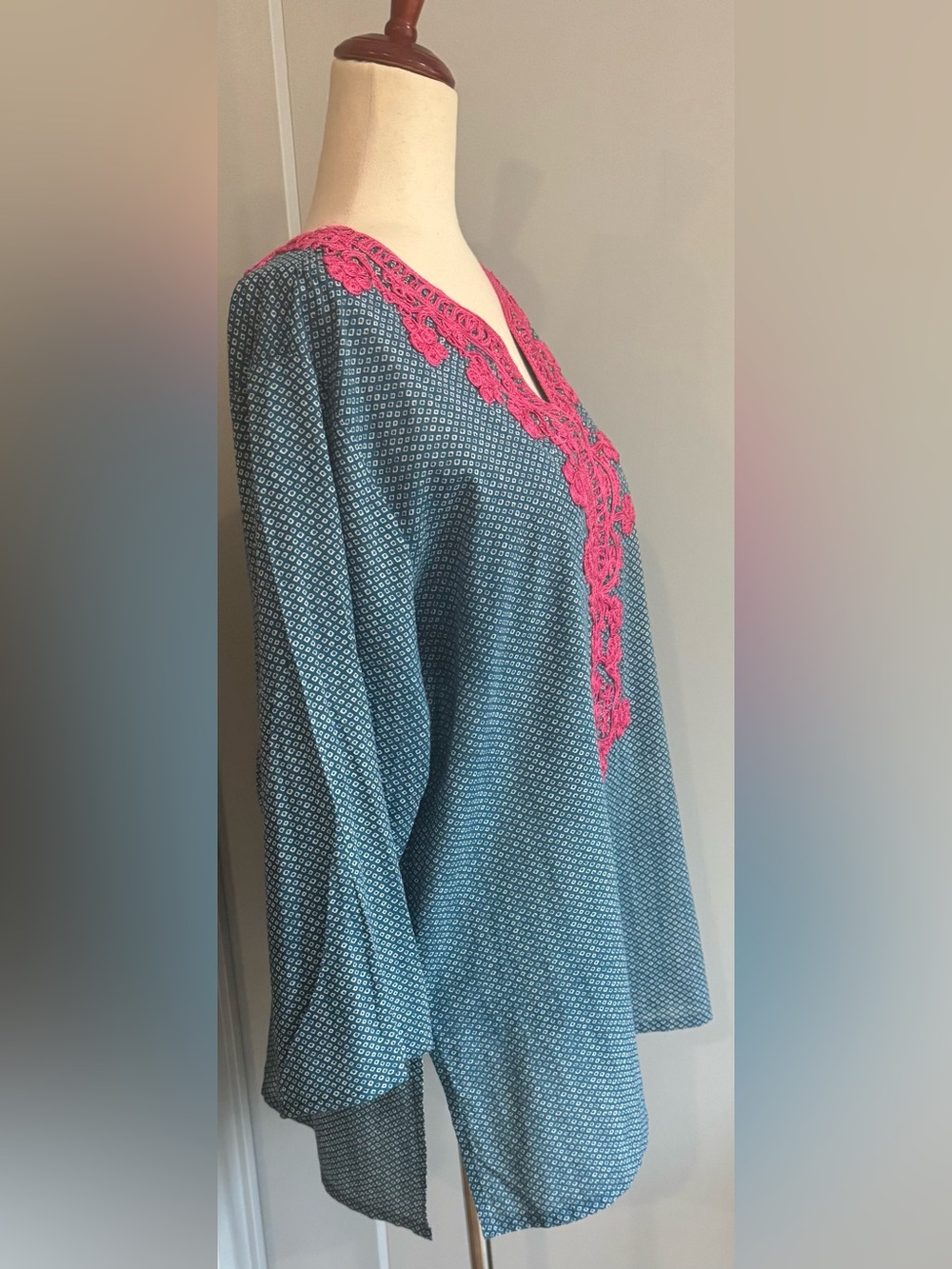 Roller Rabbit Blue Tunic with Pink Embroidery - Picture 5 of 7